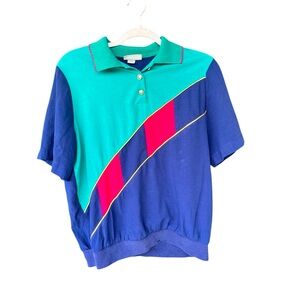 Alfred Dunner color block and gold vintage top